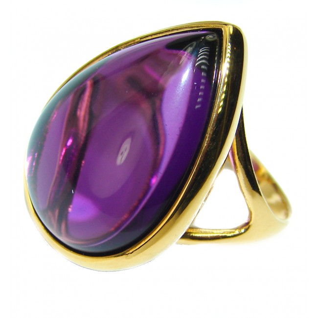 Spectacular Amethyst 14K Gold over .925 Sterling Silver Handcrafted Large Ring size 8