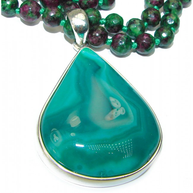 Dolce Vita HUGE authentic Malachite .925 Sterling Silver handcrafted necklace