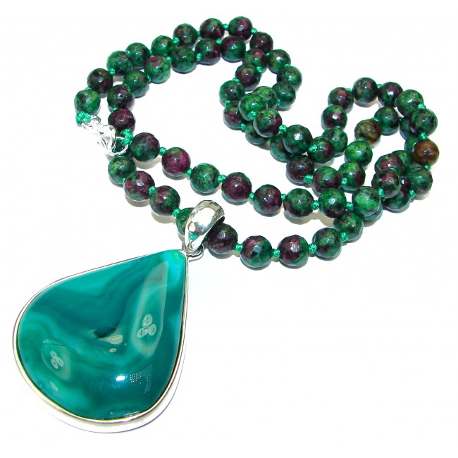 Dolce Vita HUGE authentic Malachite .925 Sterling Silver handcrafted necklace