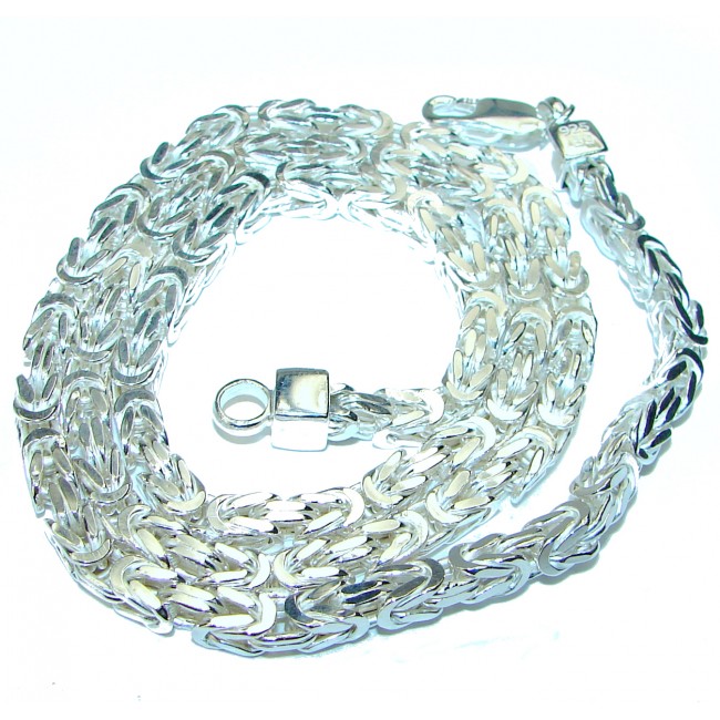 Hollow Byzantine Sterling Silver Chain 20'' long, 5 mm wide