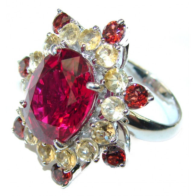 Mesmerizing Vivid Red Topaz .925 Sterling Silver Ring size 6