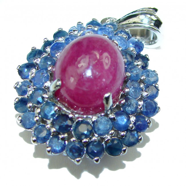 Authentic Ruby Sapphire .925 Sterling Silver handmade pendant