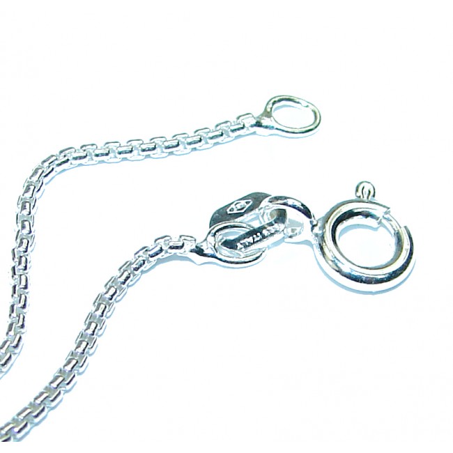 Side Box design Sterling Silver Chain 20'' long, 1 mm wide