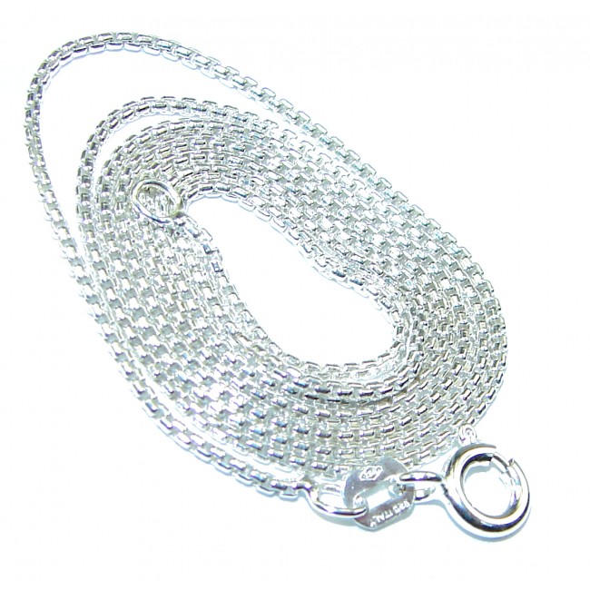 Side Box design Sterling Silver Chain 20'' long, 1 mm wide