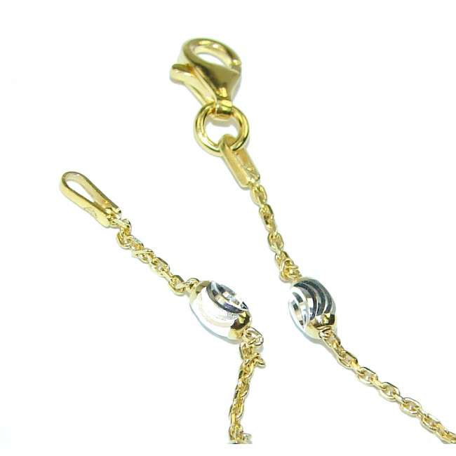 Anchor with moon cut beads 14K Gold over Sterling Silver Chain with beads 16'' long, 2 mm wide