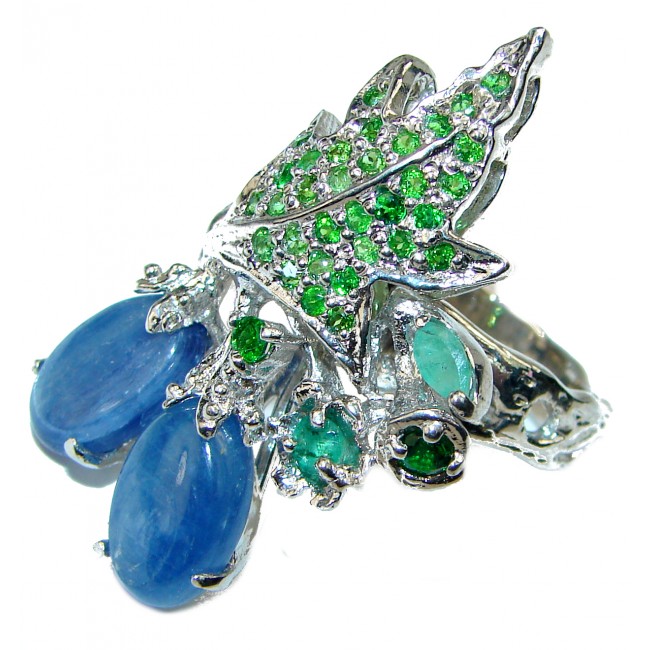 Best quality African Kyanite Emerald .925 Sterling Silver handmade Ring size 9