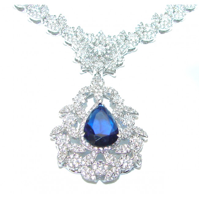 Elegant Natural London Blue Topaz .925 Silver handcrafted Necklace