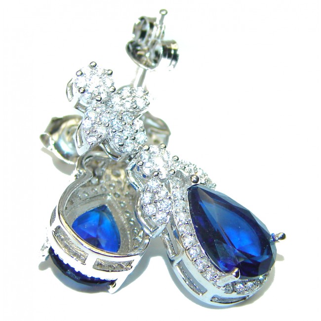 Elegant Natural London Blue Topaz .925 Sterling Silver handmade earrings