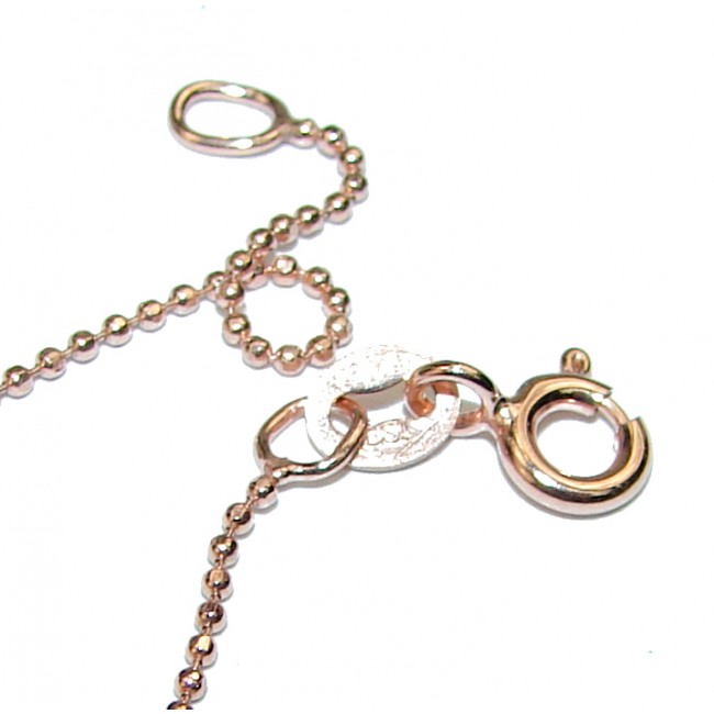 Beads Diamond cut 14K Rose Gold over Sterling Silver Chain 18'' long, 1 mm wide