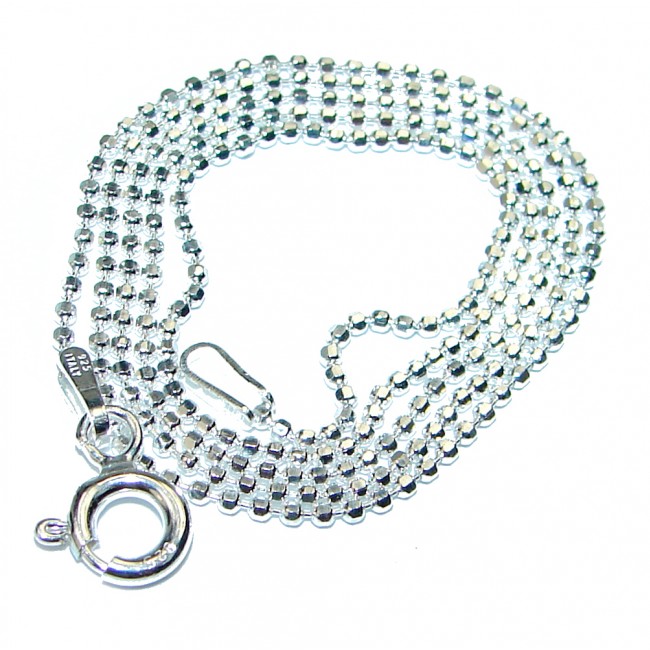 Beads Diamond cut Sterling Silver Chain 16'' long, 1 mm wide
