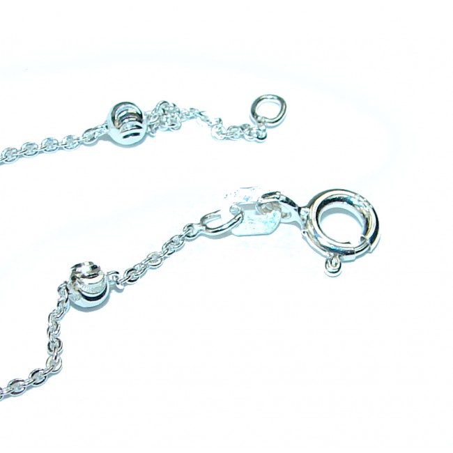 Anchor with moon cut beads Sterling Silver Chain with beads 16'' long, 2 mm wide