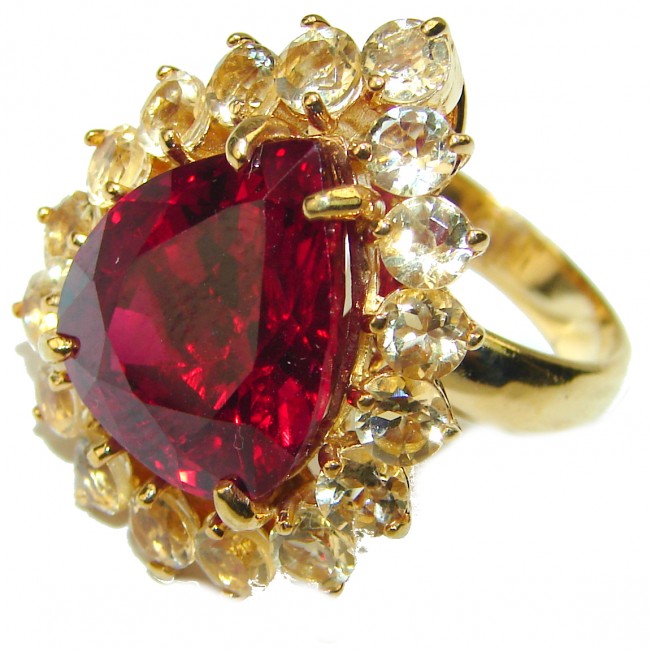 Passionate Love Red Topaz 14K Gold over .925 Sterling Silver Ring size 6