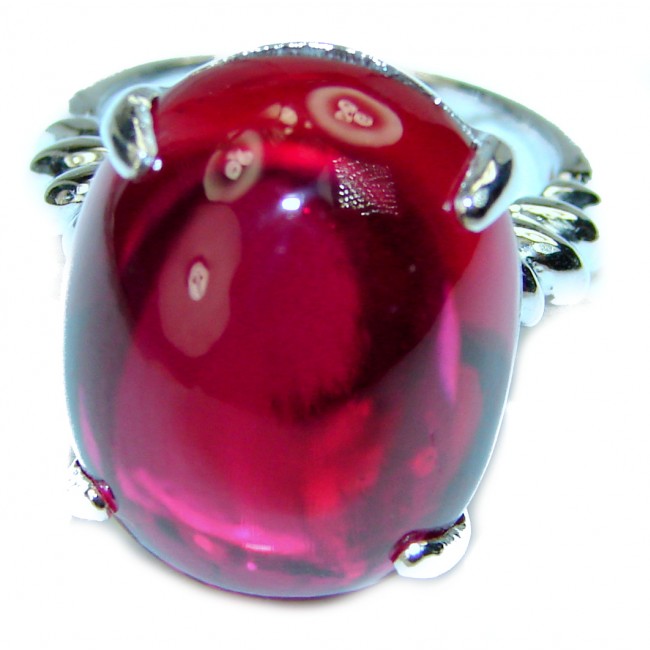 Mesmerizing Vivid Red Topaz .925 Sterling Silver handcrafted Ring size 5 3/4