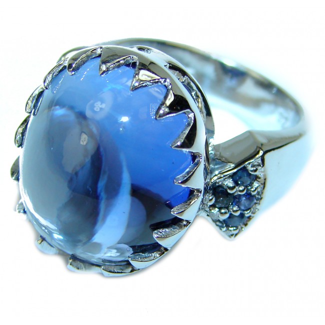 Blue Galaxy Oval cut 25.5 London Blue Topaz .925 Silver handcrafted Cocktail Ring s. 7