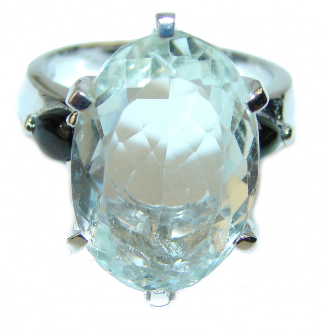 Authentic Aquamarine .925 Sterling Silver Handcrafted Ring size 8