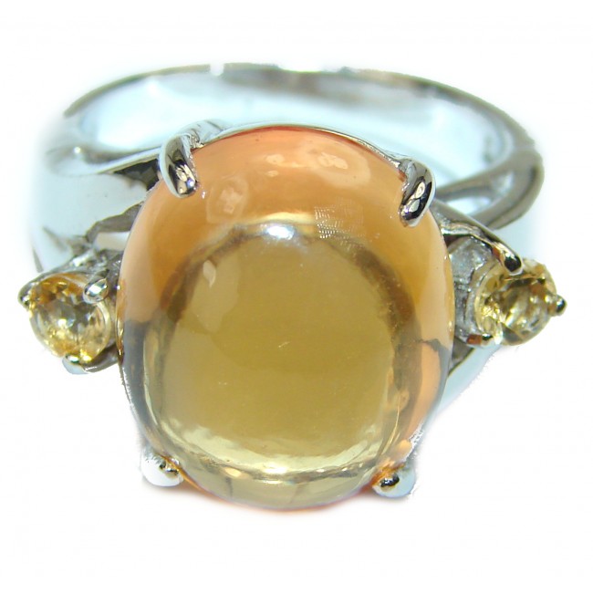 Royal Style 14.5 carat Citrine .925 Sterling Silver handmade Ring s. 7