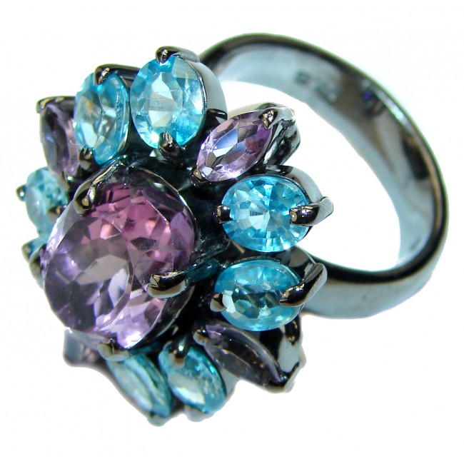 Spectacular 17.5 carat Amethyst .925 Sterling Silver Handcrafted Large Ring size 8