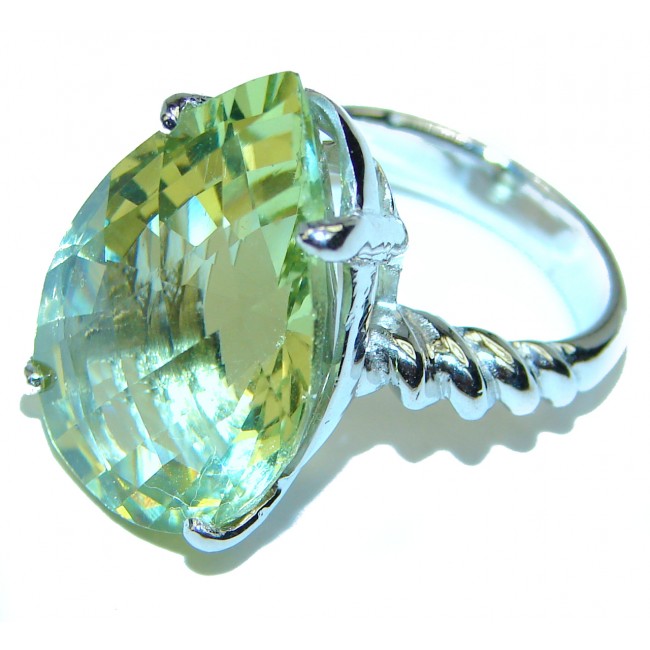 Natural Green Amethyst .925 Sterling Silver ring size 6 3/4