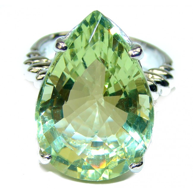 Natural Green Amethyst .925 Sterling Silver ring size 6 3/4