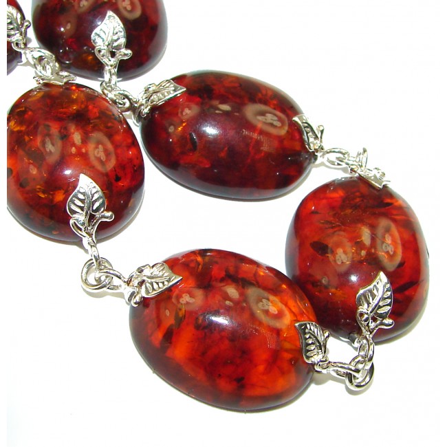 Cognac Color Beautiful Amber .925 Sterling Silver handcrafted Bracelet