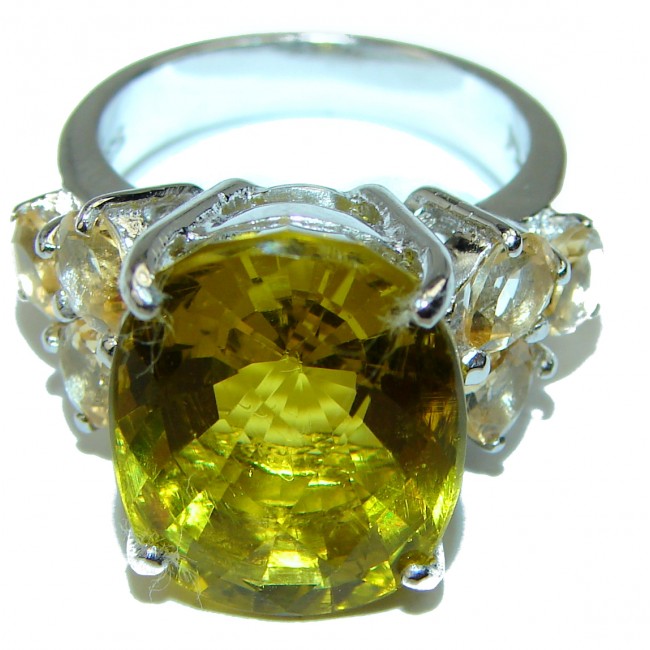 Vivit Yellow Topaz .925 Sterling Silver handcrafted Large ring; s. 6