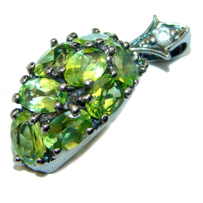 Deluxe authentic Peridot black rhodium over .925 Sterling Silver handmade Pendant