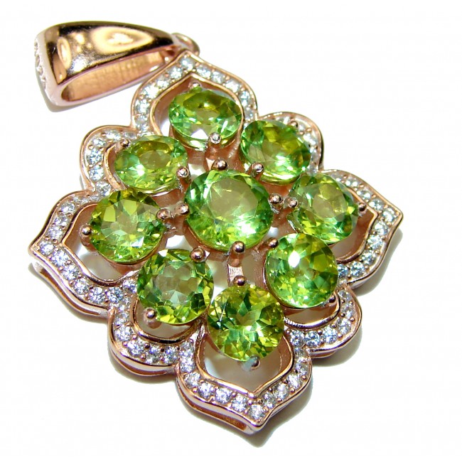 Deluxe authentic Peridot 14K Gold over .925 Sterling Silver handmade Pendant