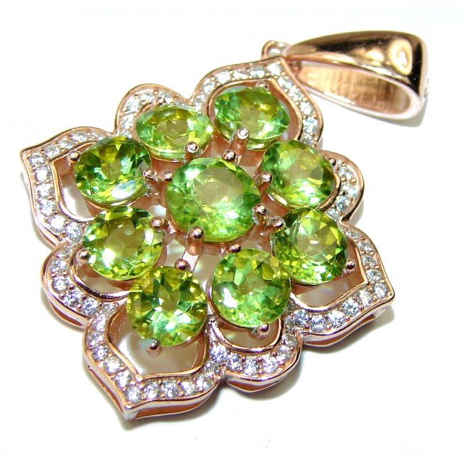 Deluxe authentic Peridot 14K Gold over .925 Sterling Silver handmade Pendant