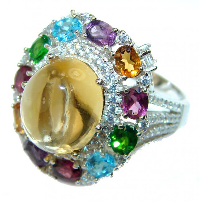 Royal Style 11.5 carat Citrine .925 Sterling Silver handmade Ring s. 6