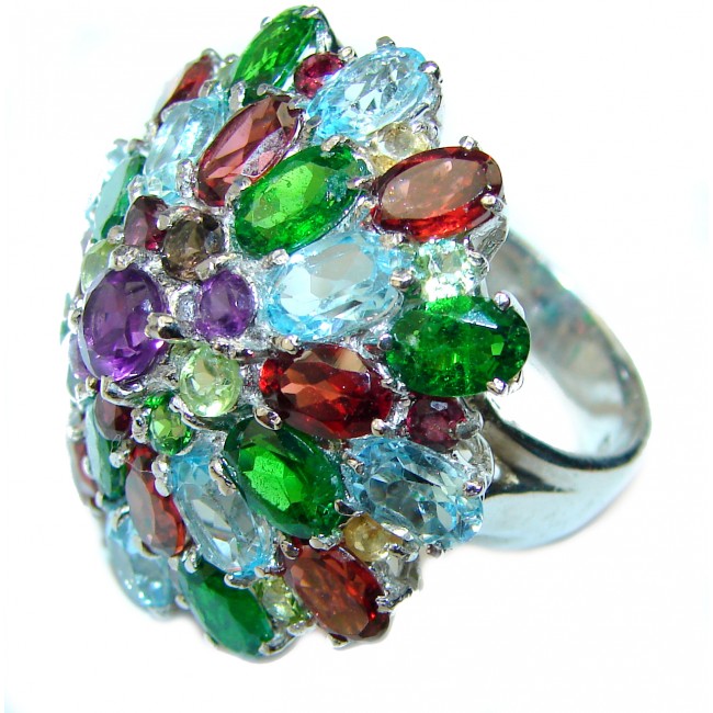 Authentic Multigem .925 Sterling Silver brilliantly handcrafted ring size 7 3/4
