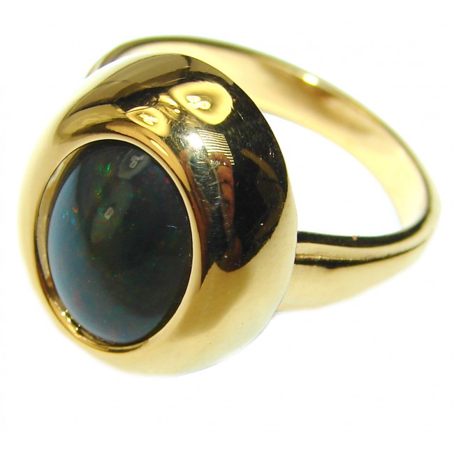 Vintage Design 9.2ctw Genuine Black Opal 14K Gold over .925 Sterling Silver handmade Ring size 6