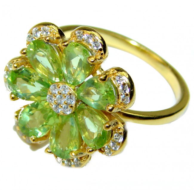 Green Power Peridot 14 Gold over .925 Sterling Silver ring s. 6 3/4
