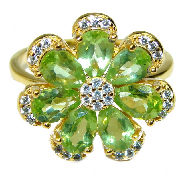 Green Power Peridot 14 Gold over .925 Sterling Silver ring s. 6 3/4