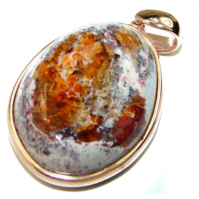 Spectacular Natural Mexican Fire Opal 14k Gold over .925 Sterling Silver handmade Pendant