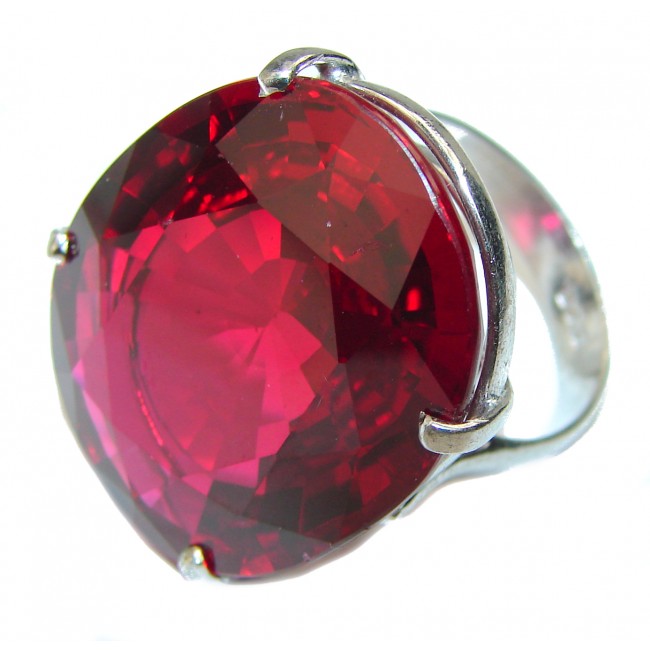 Massive Passionate Love 45carat Red Topaz .925 Sterling Silver Ring size 8
