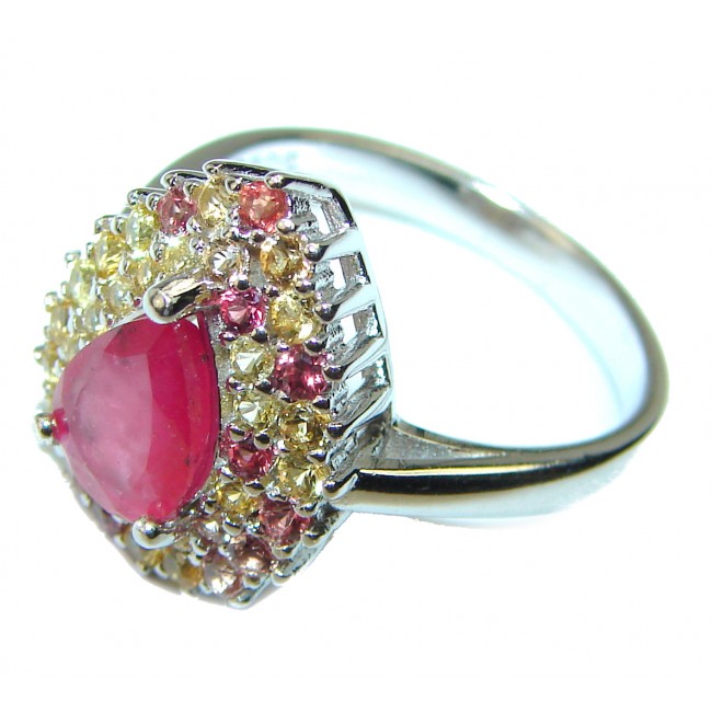 Great quality unique Ruby .925 Sterling Silver handcrafted Ring size 7