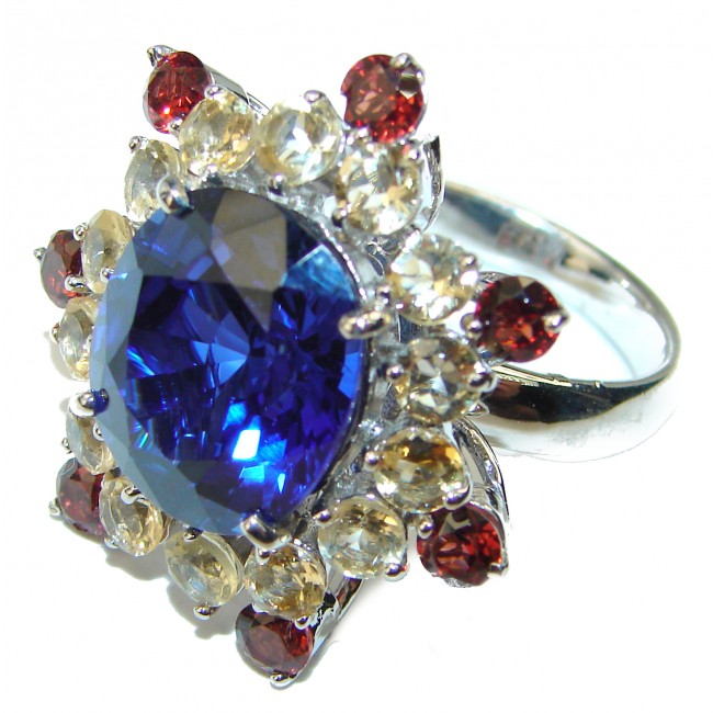 Incredible London Blue Topaz .925 Sterling Silver handcrafted ring size 8