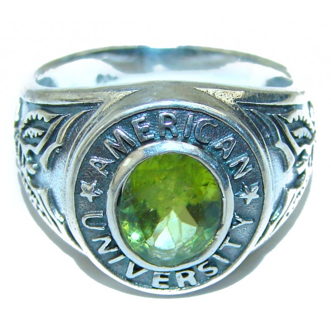 American University Authentic Peridot .925 Sterling Silver ring s. 7 1/4