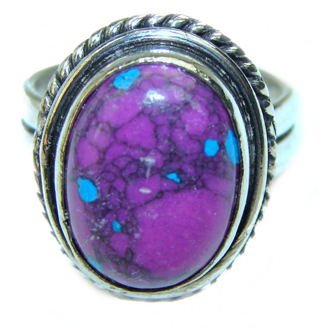 Purple Turquoise .925 Sterling Silver handcrafted ring; s. 7 1/4