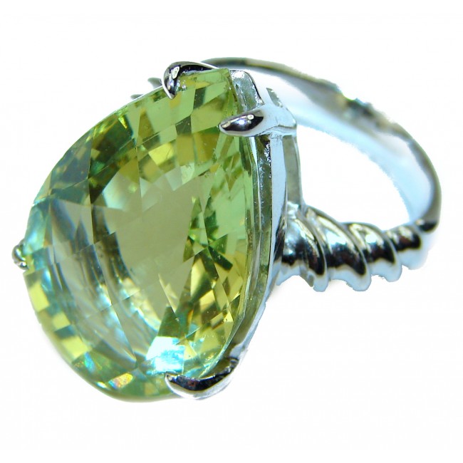 40carat Natural Green Amethyst .925 Sterling Silver ring size 5 3/4