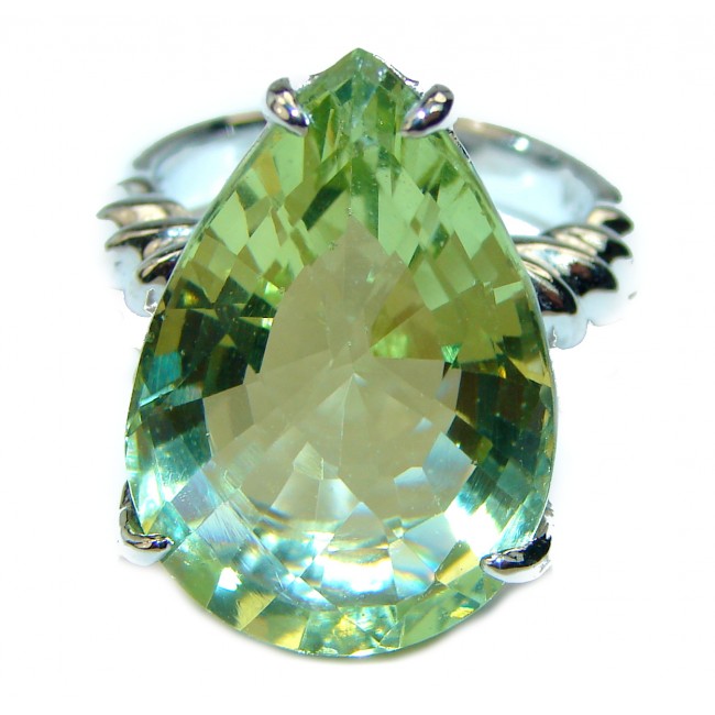 40carat Natural Green Amethyst .925 Sterling Silver ring size 5 3/4
