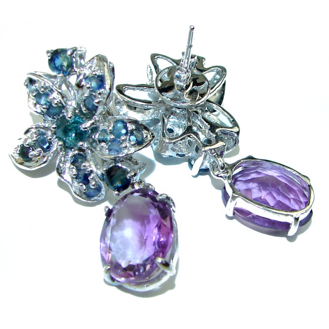 Spectacular authentic Amethyst Sapphire .925 Sterling Silver handcrafted earrings