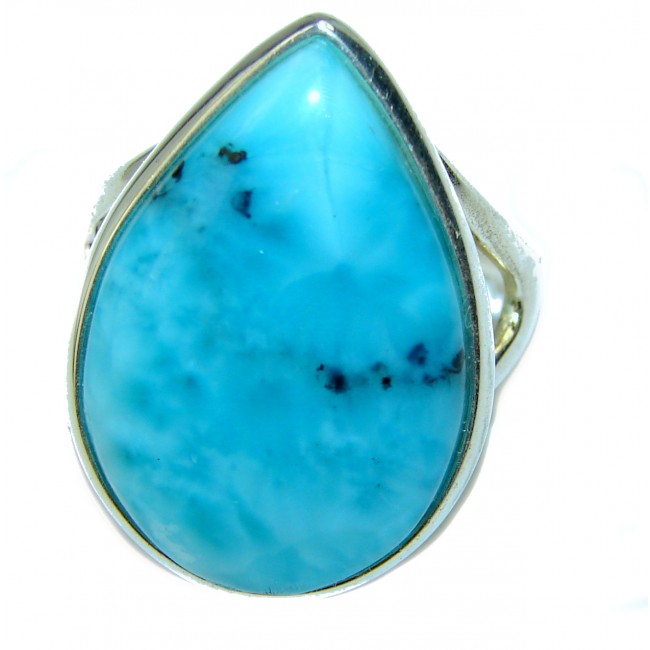 Amazing quality Larimar .925 Sterling Silver handmade ring size 9