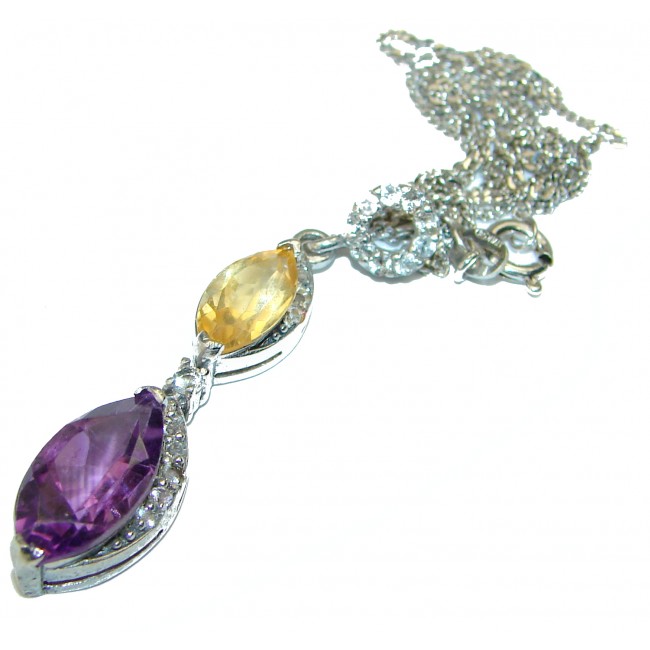 Posh Amethyst Citrine .925 Sterling Silver handcrafted Necklace