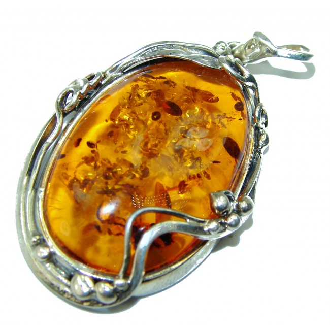Authentic Baltic Amber .925 Sterling Silver handmade Pendant