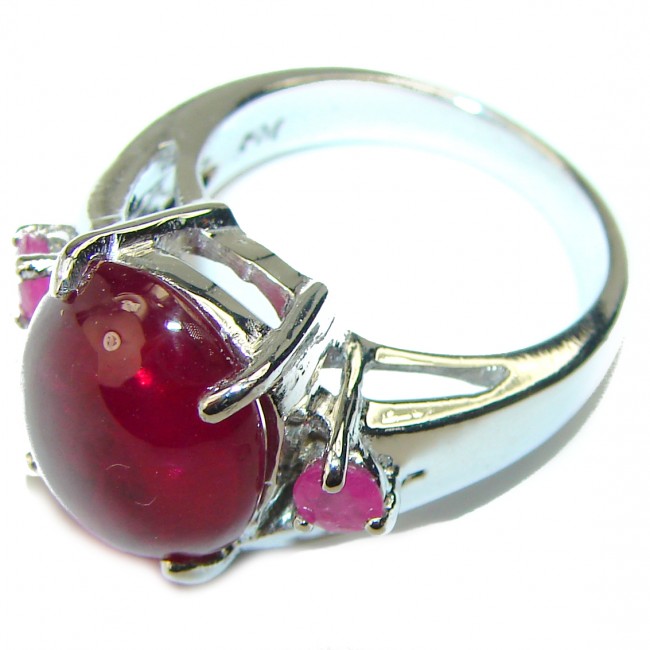 Mesmerizing Vivid Red Ruby .925 Sterling Silver handcrafted Ring size 6