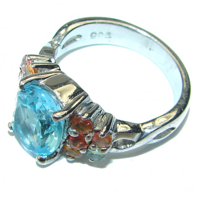 Genuine Swiss Blue Topaz .925 Sterling Silver handmade Ring size 7 1/4