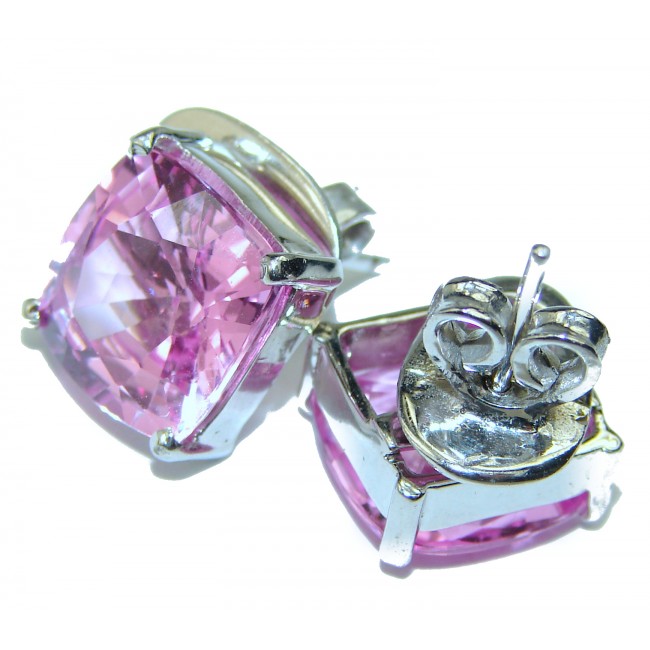 Princess Charm Pink Topaz .925 Sterling Silver handcrafted earrings