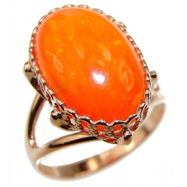 Mexican Sunset Mexican Opal 18K Rose Gold over .925 Sterling Silver handcrafted Ring size 8