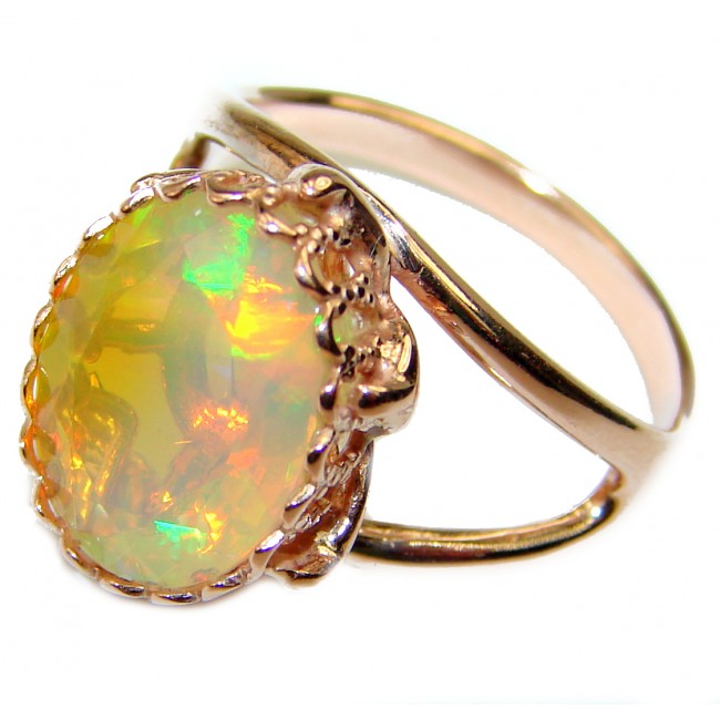 Revolution Genuine 4.5 carat Ethiopian Opal 18K Gold over.925 Sterling Silver handmade Ring size 7 1/4